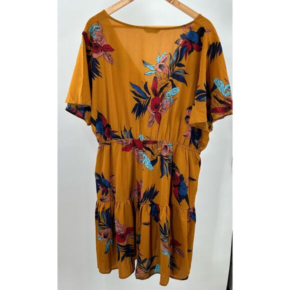 SHEIN Curve Plus Size 4xL Mustard Yellow Floral‎ Summer Dress - Picture 4 of 10